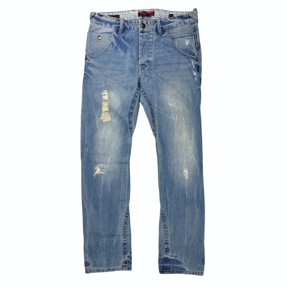SYN Jeans‎ Prowler Jeans Mens 34 Blue Distressed Slim Straight 112-358-67F